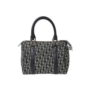 Christian Dior Trotter Canvas Leather Handbag Black